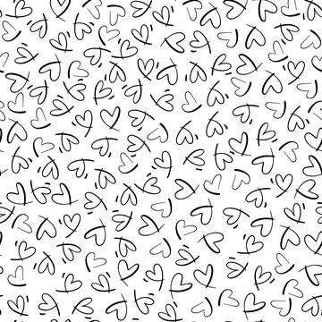 Seamless monochrome pattern with small hearts. Vector repeating texture. Repe Stock Illustration