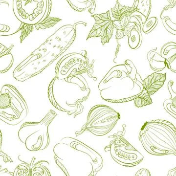Seamless monochrome pattern vegetable mix Stock Illustration