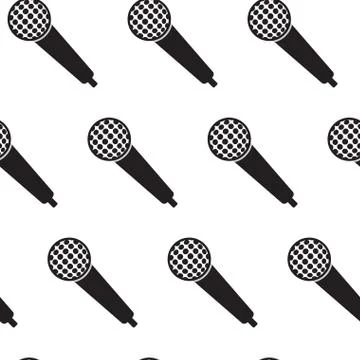 Seamless monochrome pattern vintage microphone Stock Illustration