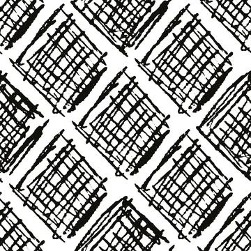 Seamless monochrome repeating pattern of abstract elements Stockillustratie