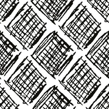 Seamless monochrome repeating pattern of abstract elements Illustrazione stock