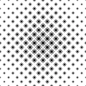 Seamless monochrome stylized flower pattern Stock Illustration