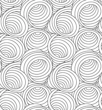 Seamless monochrome vector pattern of swirls and abstract shapes drawn with thin Illustrazione stock