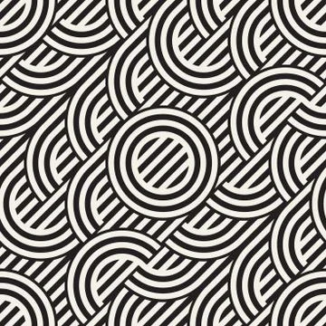 Seamless monochrome waving pattern. Abstract stripy background. Vector irre.. Stock Illustration