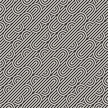Seamless monochrome waving pattern. Abstract stripy background. Vector irre.. Stock Illustration