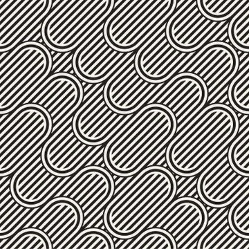 Seamless monochrome waving pattern. Abstract stripy background. Vector irre.. Illustrazione stock