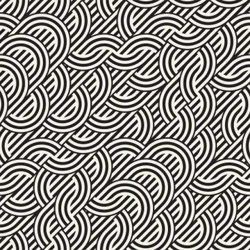 Seamless monochrome waving pattern. Abstract stripy background. Vector irre.. Illustrazione stock