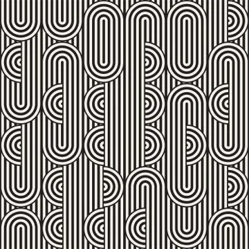 Seamless monochrome waving pattern. Abstract stripy background. Vector irre.. Illustrazione stock