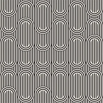 Seamless monochrome waving pattern. Abstract stripy background. Vector irre.. Stock Illustration