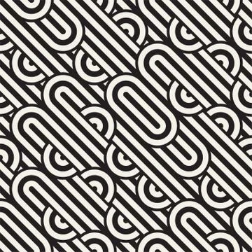 Seamless monochrome waving pattern. Abstract stripy background. Vector irre.. Illustrazione stock