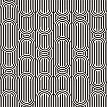 Seamless monochrome waving pattern. Abstract stripy background. Vector irre.. Stock Illustration