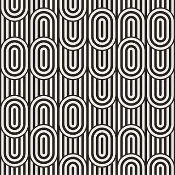 Seamless monochrome waving pattern. Abstract stripy background. Vector irre.. Stock Illustration