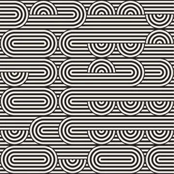 Seamless monochrome waving pattern. Abstract stripy background. Vector irre.. Stock Illustration