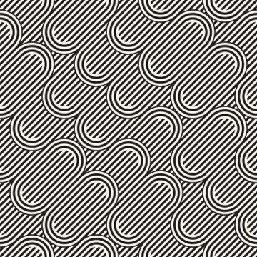 Seamless monochrome waving pattern. Abstract stripy background. Vector irre.. Stock Illustration