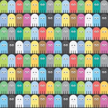 Seamless Monster Cartoon Character Pattern Stock Illustration