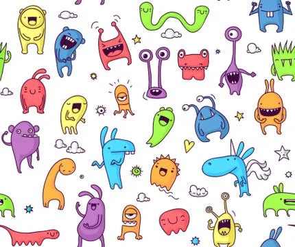 Seamless monster pattern Stock Illustration