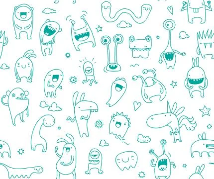 Seamless monster pattern Stock Illustration