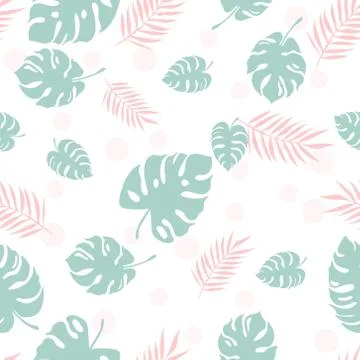 Seamless monstera pattern vector illustration. Stock Illustration
