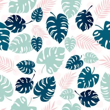 Seamless monstera pattern vector illustration. Stock Illustration