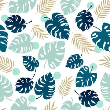 Seamless monstera pattern vector illustration. Stock Illustration
