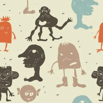 Seamless monsters pattern Stock Illustration