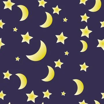 Seamless moon and stars pattern Stock Illustration