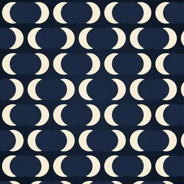 Seamless Moon Pattern Illustration Featuring Crescent Moons Against Dark Bl.. Stock Illustration