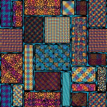Seamless mosaic art pattern. Vector image. Vector image. Stock Illustration