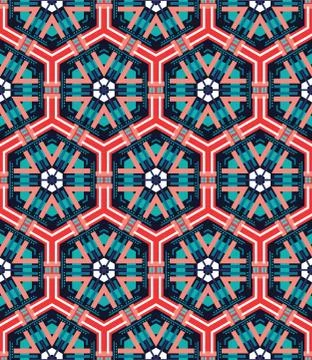 Seamless mosaic pattern flat blue background Stock Illustration
