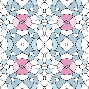 Seamless mosaic pattern or background - blue, pink and white Illustrazione stock