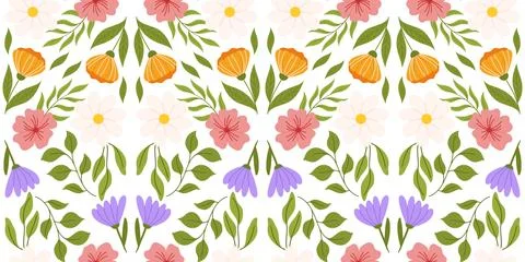 Seamless motif displaying floral elements. Botanical-inspired repetitive de.. Stock Illustration
