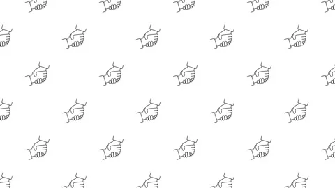 Seamless motion background featuring line art handshake icons Stock Footage 327554865