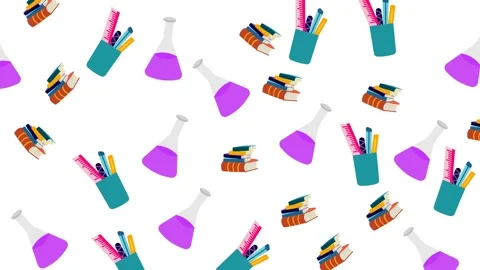 Seamless Motion Graphic Pattern of School Supplies for Education Background Stock Footage 346186035
