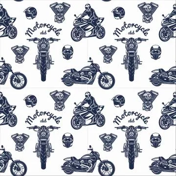 Seamless motorcycle pattern Stock Illustration