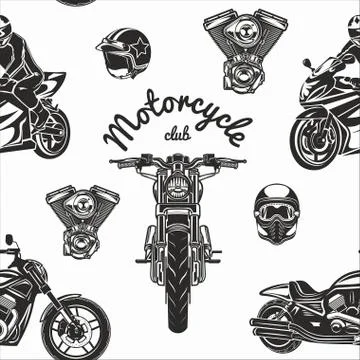 Seamless motorcycle pattern Stock Illustration