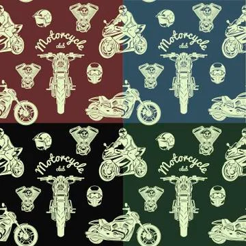 Seamless motorcycle pattern Stock Illustration
