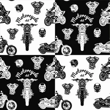 Seamless motorcycle pattern Stock Illustration