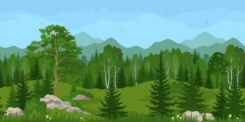 Seamless Mountain Landscape Stock Illustration