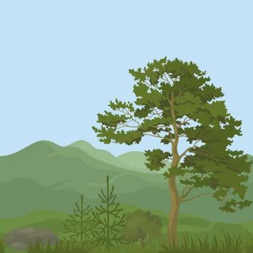 Seamless, mountain landscape with trees Stock Illustration