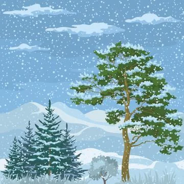 Seamless, Mountain Winter Landscape Stock Illustration