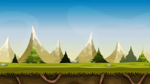 Seamless Mountains Landscape Animation Stock Footage 88947173