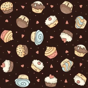 Seamless muffins Illustrazione stock