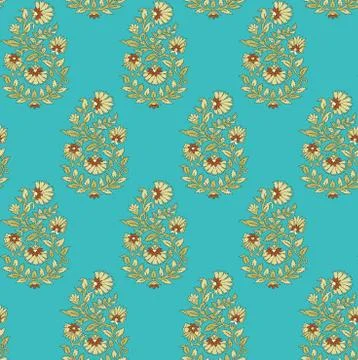 Seamless mughal flower pattern with background 스톡 일러스트