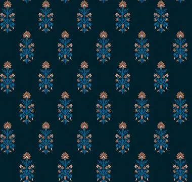 Seamless mughal flower pattern with background Stock Illustration