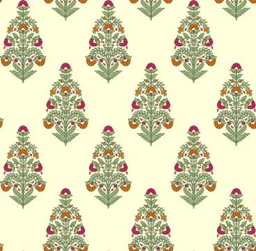 Seamless mughal flower pattern Stock Illustration