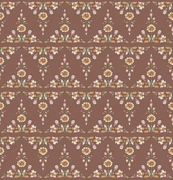 Seamless mughal flower pattern Stock Illustration