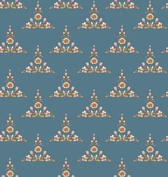 Seamless mughal flower pattern Stock Illustration
