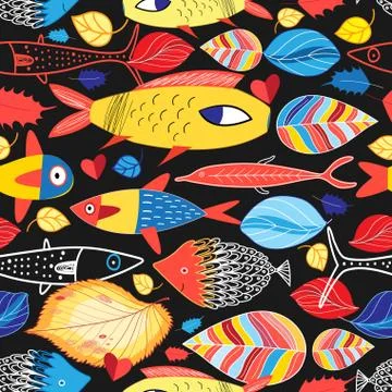 Seamless multi-colored autumn pattern Stock Illustration