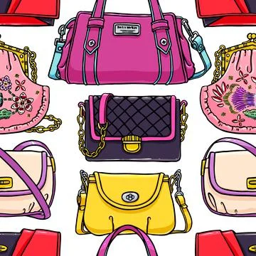 Seamless multi-colored handbags 库存插图