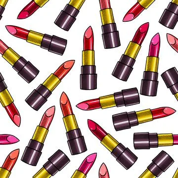 Seamless multi-colored lipsticks Stock Illustration